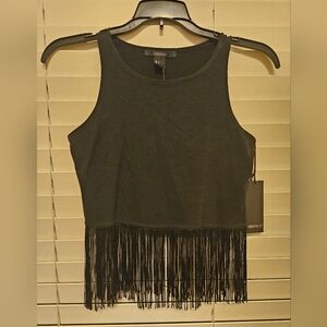 Forever 21 Black Crop Top with Fringe